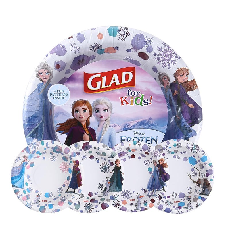 Glad for Kids Disney Frozen Disposable Paper Bowls, Anna and Elsa - Heavy Duty, Soak Proof, Microwavable, Kid-Friendly Snack Bowls for Everyday Use, 12 Ounce, 40 Count - Image 1